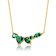 Emerald Color CZ Heart Station Necklace In 14K Gold Over Sterling Silver