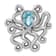 Rhodium Over Sterling Silver Polished Blue Crystal Octopus Chain Slide Pendant
