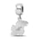 Sterling Silver Rhodium-plated LogoArt University of Kansas Small Dangle Bead