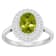 8x6mm Oval Peridot And White Topaz Accents Rhodium Over Sterling Silver
Double Halo Ring