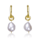 Pear Shape Pearl Simulant Huggie Drop Earrings In 14K Gold Over Brass