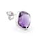 Large Amethyst Square Custsion Stud Earrings In Sterling Silver