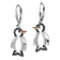 Rhodium Over Sterling Silver Enamel Black and White Cubic Zirconia
Penguin Dangle Earrings