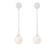 7-7½mm White Cultured Freshwater Pearl and Cubic Zirconia Rhodium Over
Sterling Silver Earrings