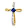 10k Yellow Gold Rhodium Over 10k Yellow Gold 0.46ctw Lab Created
Sapphire and Diamond Cross Pendant