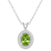 8x6mm Oval Peridot 1/8 ctw Diamond Rhodium Over Sterling Silver Halo
Pendant with Chain