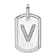 Rhodium Over 14k White Gold Diamond Initial V Dog Tag Charm