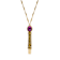 Yellow Base Metal Purple Crystal Whistle Necklace 28"
