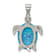 Rhodium Over Sterling Silver Lab Created Opal Inlay Sea Turtle Pendant