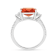 Peach Orange Lab Created Padparadscha Sapphire Rhodium Over Sterling
Silver Three Stone Octagon Ring