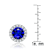 Sapphire Color CZ Halo Stud Earrings In Sterling Silver