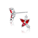Ruby Color CZ Teardrop Stud Earrings In Sterling Silver