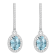 7x5mm Oval Aquamarine 1/3 ctw Diamond Rhodium Over Sterling Silver Halo
Dangle Earrings