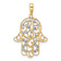 14K Two-tone Gold Diamond-Cut Fancy Hamsa Pendant