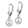 Rhodium Over 14k White Gold 3D Peace Symbol Dangle Earrings