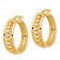 14k Yellow Gold 1" Polished and Beaded Hoop Earrings