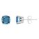 6mm Square Cushion London Blue Topaz Rhodium Over Sterling Silver Stud Earrings