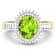 14K Yellow Gold Green Peridot and White Diamond Oval Halo Ring 2.12ctw