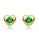 Emerald Color CZ Heart Stud Earrings In 14K Gold Over Brass