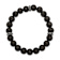 Stainless Steel Polished Black Enamel Lava Stone Beads Stretch Bracelet