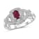 Red Ruby with White Diamond Accent Rhodium Over Sterling Silver Ring 0.60ctw