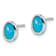 Rhodium Over Sterling Silver Polished Blue Created Opal Oval Stud Earrings