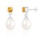 White Freshwater Pearl And CitrIne Dangle Earrings In Sterling Silver