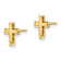 14k Yellow Gold Satin, Polished and Diamond-Cut Cross Stud Earrings