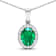 Green Zambian Emerald and White Diamond 14K White Gold Pendant with 18
inch Cable Chain 1.65ctw