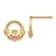 14K Two-tone Gold 10mm Textured Claddagh Stud Earrings
