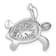 Rhodium Over Sterling Silver Polished Flower Back Turtle Chain Slide Pendant