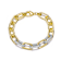 Pave CZ Link Chain Bracelet In 14K Gold Over Brass