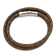 Brown Leather and Stainless Steel Polished 14.75-inch Wrap Bracelet
