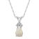 7x5mm Pear Shape Opal with Diamond Accents 14k White Gold Pendant With Chain