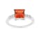 Peach Orange Lab Created Padparadscha Sapphire Rhodium Over Sterling
Silver with Moissanite Ring