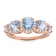 Aquamarine Simulant  14K Rose Gold Over Sterling Silver 5-Stone Ring 2.73ctw