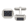 Stainless Steel Polished Black and Blue Carbon Fiber Inlay Cuff Links