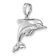 Rhodium Over 14k White Gold 3D Puffed Dolphin Pendant