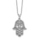 Rhodium Over Sterling Silver Polished Cubic Zirconia Hamsa Necklace