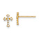 14k Yellow Gold Children's Cubic Zirconia Cross Stud Earrings