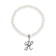 White Faux Pearl Bead Initial Charm Stretch Bracelet