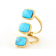 Turquoise Three-Stone Wrap Ring In 18K Gold Over Sterling Silver