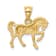 14K Yellow Gold Satin Diamond-cut Horse Pendant