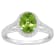 8x6mm Oval Peridot 1/4 ctw Diamond Rhodium Over Sterling Silver Halo Ring