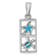 Rhodium Over Sterling Silver Blue Lab Created Opal Starfish Turtle Pendant