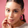 14K Yellow Gold Over Sterling Silver Acrylic Hoops in Pink