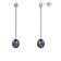 7.5-8mm Black Cultured Freshwater Pearl Rhodium Over Sterling Silver Earrings