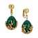 Gold Tone Green & Gold Bead Drop Clip Earrings
