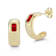 Sterling Statements 14K Yellow Gold Over Sterling Silver Red CZ Hoop Earrings
