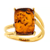 Amber Rectangular Cushion Solitaire Ring In 18K Gold Over Sterling
Silver 14x10mm